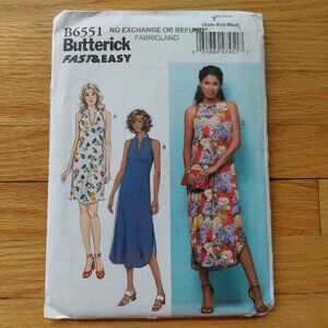 Dress Sewing Pattern Sleeveless Size XS Small Medium VERY EASY Butterick 6551